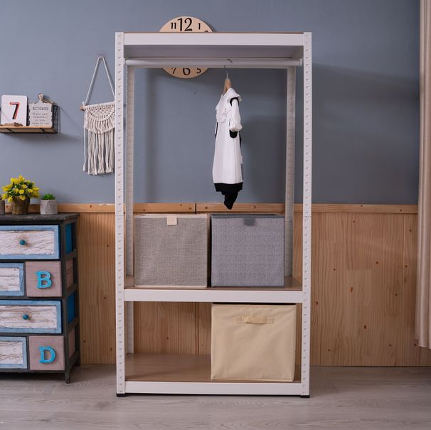 Heavy Duty Clothing Garment Rack, Freestanding Clothing Rack, Portable Closet Wardrobe With 1 Adjustable Wire Shelves 1 Clothe Rod For Hanging Clothes, White_maomaolike.com