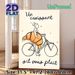 Croissant & Bicycle Themed Painting Poster, Whimsical Minimalist Line Art Poster, Playful Design With French Text And Oversized Croissant_maomaolike.com