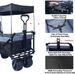 Collapsible Wagon Heavy Duty Folding Wagon Cart With Removable Canopy, 4" Wide Large All Terrain Wheels, Brake, Adjustable Handles,Cooler Bag Utility Carts For Outdoor Garden Beach_maomaolike.com