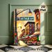 Arthur Ave City Street Painting Poster, Warm-toned Impressionist-style Urban Street Scene Poster, Vibrant Downtown Market View Ideal For Living Room_maomaolike.com