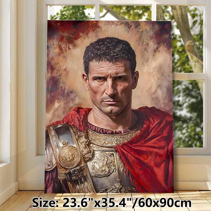 Roman Military Leader Portrait Painting Poster, Realistic Rich-toned Historical Figure Poster, Sophisticated Historical Decor Ideal For Home, Office_maomaolike.com