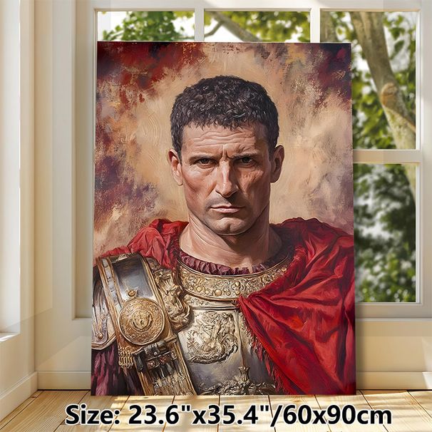 Roman Military Leader Portrait Painting Poster, Realistic Rich-toned Historical Figure Poster, Sophisticated Historical Decor Ideal For Home, Office_maomaolike.com