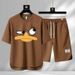 Men's Clothing 2024 Waffle Casual Summer Suit Men's Loose Teen Short sleeved T shirt Shorts Handsome Two piece Suit_maomaolike.com