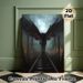 Mothman Themed Painting Poster, Dark Gothic Shadowy Winged Creature Poster, Spooky Atmospheric Artwork With Glowing Red Eyes, Ideal For Home Wall_maomaolike.com