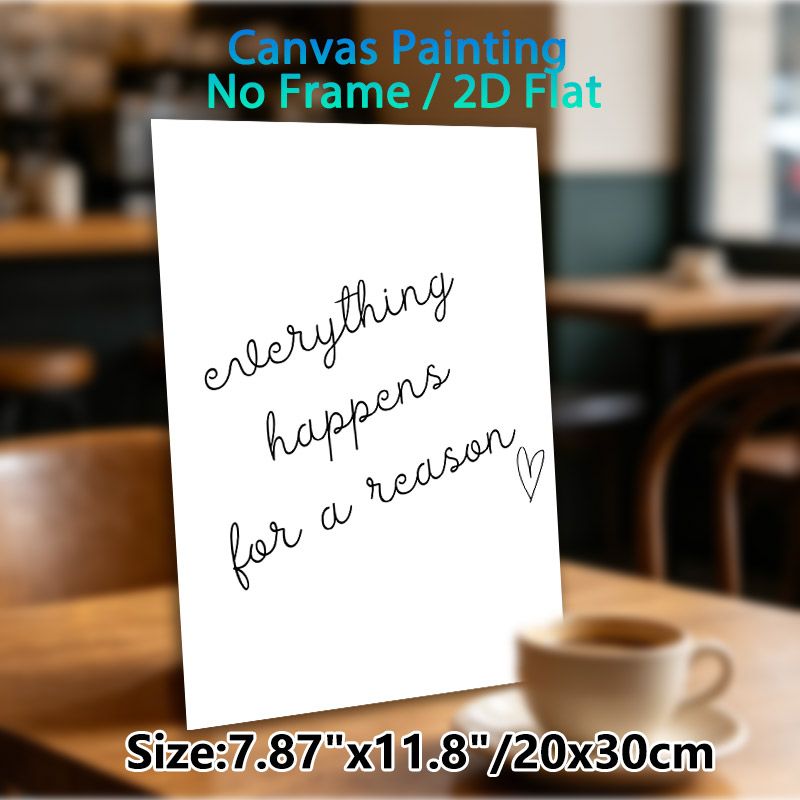 "Everything Happens For A Reason" Inspirational Quote Painting Poster, Minimalist Handwritten Line Art Poster, Uplifting Message, Ideal For Living_maomaolike.com
