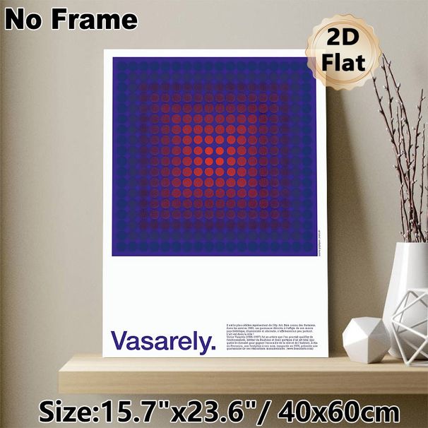 Op Art Dot Gradient Painting Poster, Deep Blue & Red Gradient Dot Abstract Poster, Eye-catching Optical Illusion Design, Ideal For Modern Living Room_maomaolike.com