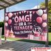 Pink Glitter 13th Birthday Banner - 2D Flat Polyester Wall Hanging With Number 13, Teen Room Party Decor, Photo Props_maomaolike.com