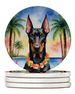 Doberman Pinscher Luau Large Sandstone Coasters Pack Of 4 Absorbent Round Coasters Decor Gifts For Men Or Women, 4 In, Multicolor_maomaolike.com