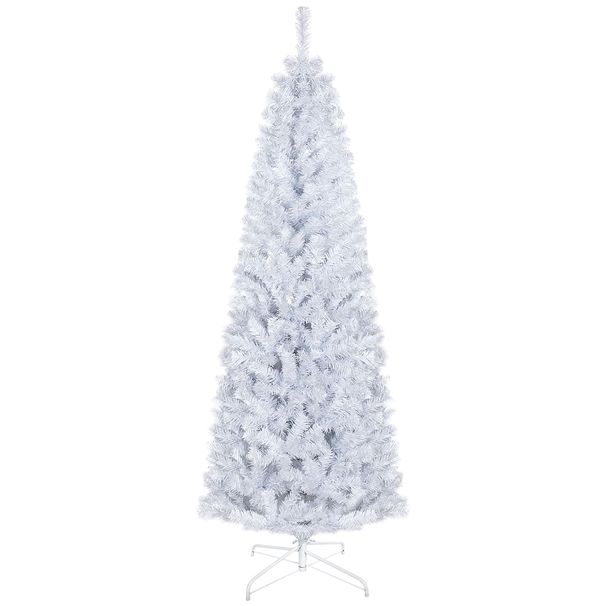Pencil Christmas Tree, Unlit Artificial Christmas Tree Slim Douglas Fir Xmas Tree With Realistic Branches, Halloween Tree With Tips, White_maomaolike.com