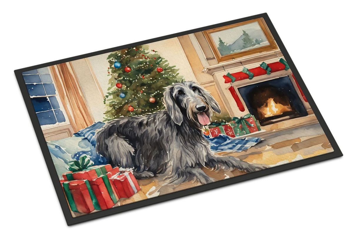 Scottish Deerhound Cozy Christmas Doormat Front Door Mat Indoor Outdoor Rugs For Entryway, Non Slip Washable Low Pile, 24H X 36W_maomaolike.com
