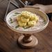 Handcrafted Wooden Pedestal Tray – Rustic Ceramic Fruit Display With Organic Texture, Multi-Level Dessert Stand For_maomaolike.com