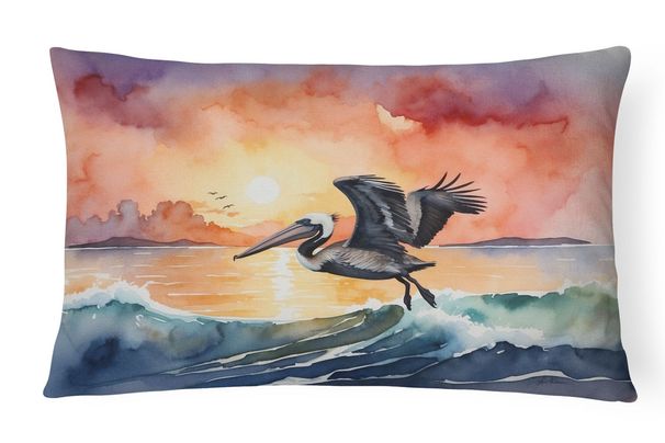 Birds, Birds, Birds Throw Pillow Throw Pillow For Indoor Couch Bed Outdoor Patio Washable, Pelican Fiery Sunset 7510,12Hx16W_maomaolike.com