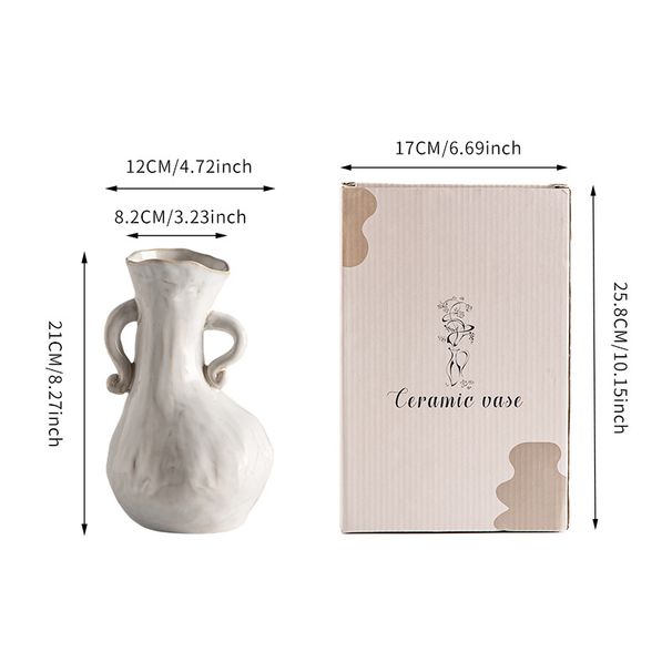 Artistic Ceramic Vase With Handles Modern Home Decor · Minimalist & Refined_maomaolike.com