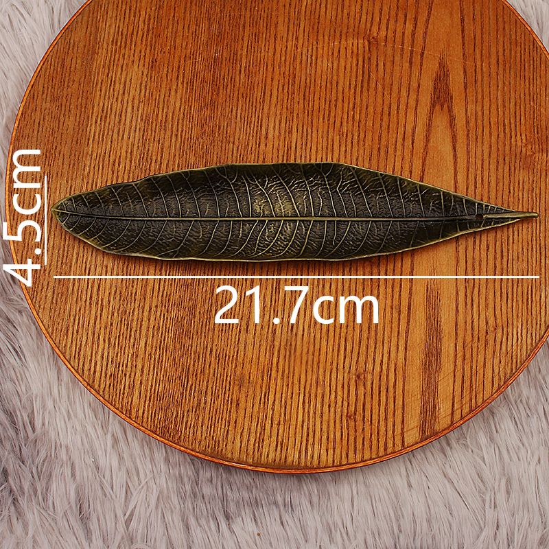 Antique Bodhi Leaf Alloy Tray Stick Holder Thread Buddhist Supplies Living Room Bedroom Incense Burner Sandalwood Offering Worship_maomaolike.com