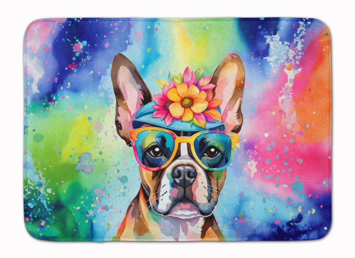 Boston Terrier Hippie Dawg Memory Foam Kitchen Mat Machine Washable Anti-Fatigue Mat Cushion Comfort Bath Mat Or Kitchen Rug_maomaolike.com