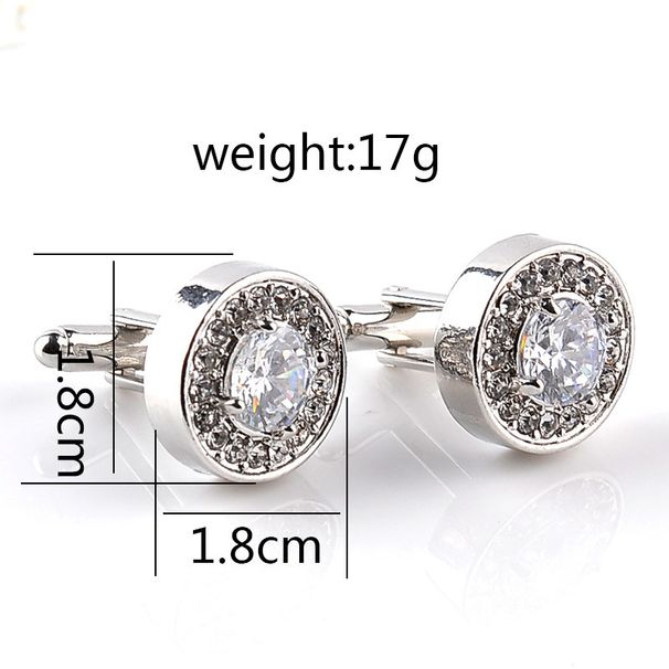 Unisex Cufflinks Round rhinestone Purple diamond white diamond cufflinks Fashion cufflinks multi-diamond super flash_maomaolike.com