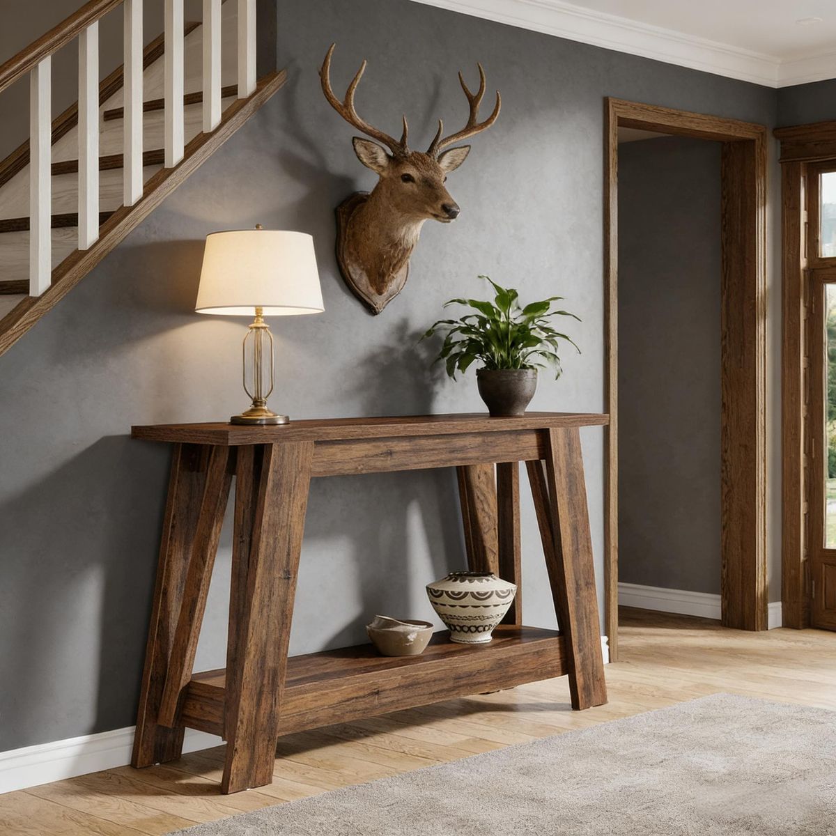 Console Table, 2-Tier Farmhouse Sofa Entryway Table With Storagew_maomaolike.com