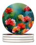 Ohio Scarlet Carnations In Watercolor Large Sandstone Coasters Pack Of 4 Absorbent Round Coasters Decor Gifts For Men Or Women, 4 In, Multicolor_maomaolike.com