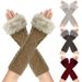 Men's Gloves Diamond shaped long fur gloves for women with sleeves, knitted warm fingerless arm sleeves, autumn and winter wool long gloves_maomaolike.com