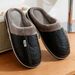 Pu Leather Big Sizes Men Slippers Indoor Fur Flat Men's Winter Home Slipper Cotton Bedroom House Shoes_maomaolike.com