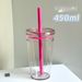 450ML Summer High-value Milk Tea Straw Plastic Transparent Multi-color Thickened Coffee Office Water Cup_maomaolike.com