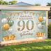 90th Birthday Party Banner - 2D Flat Polyester Backdrop With Crown Balloon Theme, Wall Hanging Photo Props, Party Decor_maomaolike.com