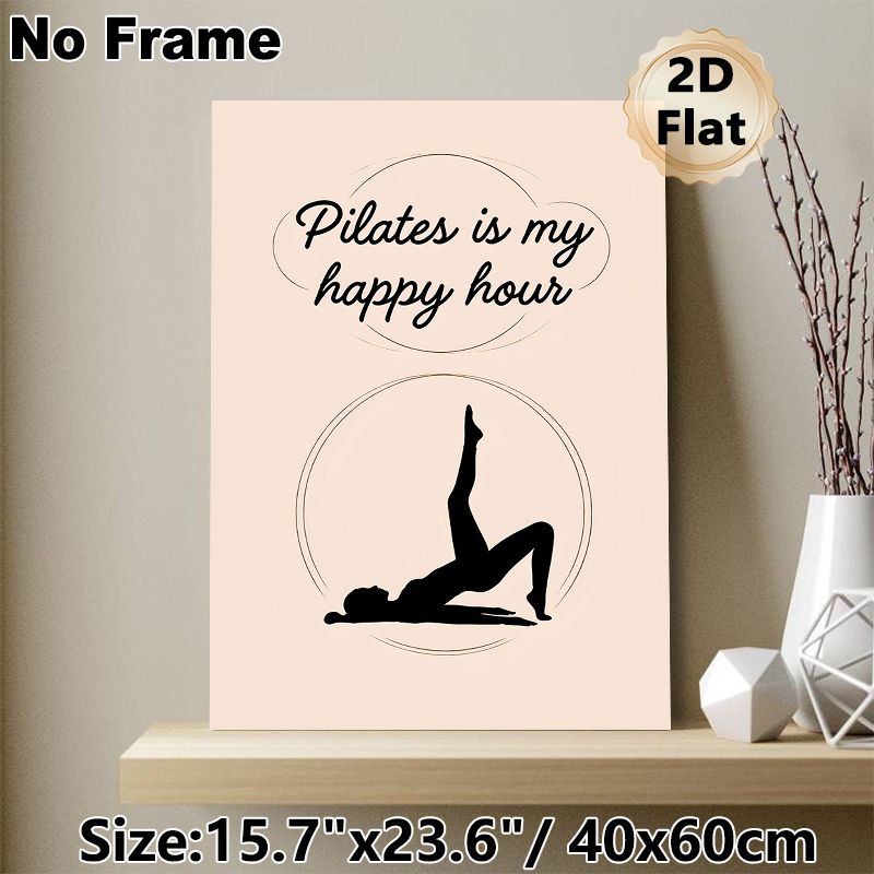 Pilates Themed Painting Poster, Minimalist Silhouette Figure & Typography Poster, Inspirational Fitness Quote Decor Ideal For Home Gym, Yoga Studio_maomaolike.com