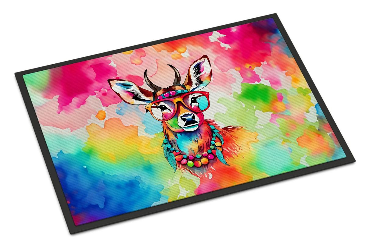 Hippie Animal Deer Doormat Front Door Mat Indoor Outdoor Rugs For Entryway, Non Slip Washable Low Pile, 24H X 36W_maomaolike.com
