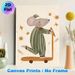 Sleepy Mouse Painting Poster, Warm-toned Cute Hand-drawn Poster, Whimsical Night-themed Design With Mouse In Striped Nightwear Riding Scooter, Ideal_maomaolike.com