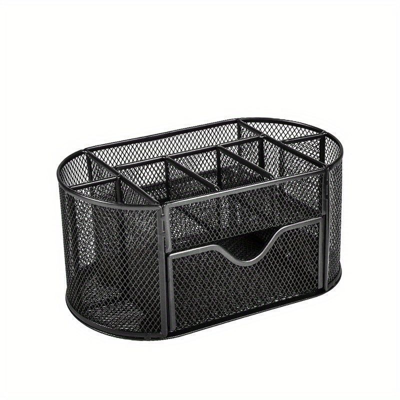 Basics Mesh Desk Office Organizer, Black, 9.25" X 4.53" X 3.94"_maomaolike.com