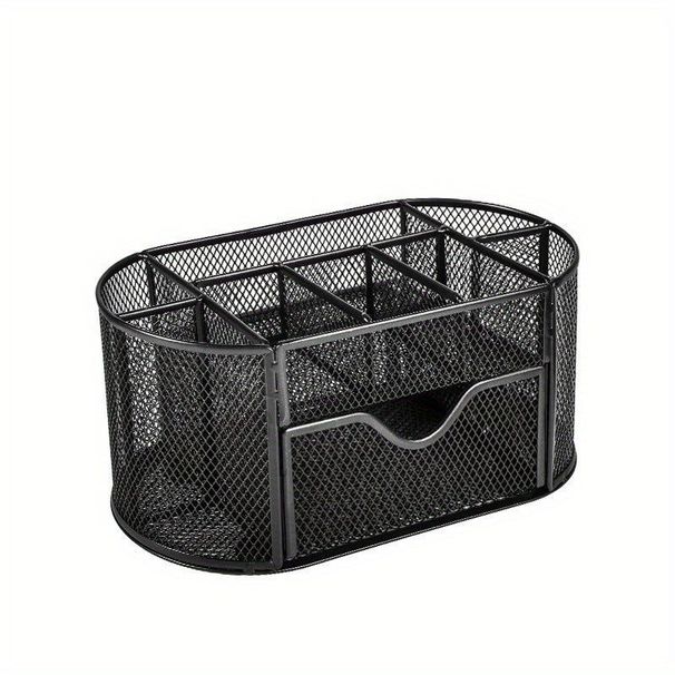 Basics Mesh Desk Office Organizer, Black, 9.25" X 4.53" X 3.94"_maomaolike.com