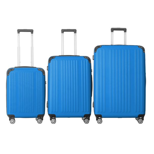 3-Piece Lightweight ABS Hardshell Luggage Set (20", 24", 26") In Deep Blue With Spinner Wheels, TSA Lock, And Adjustable Telescopic Handle - Durable Travel Suitcases_maomaolike.com