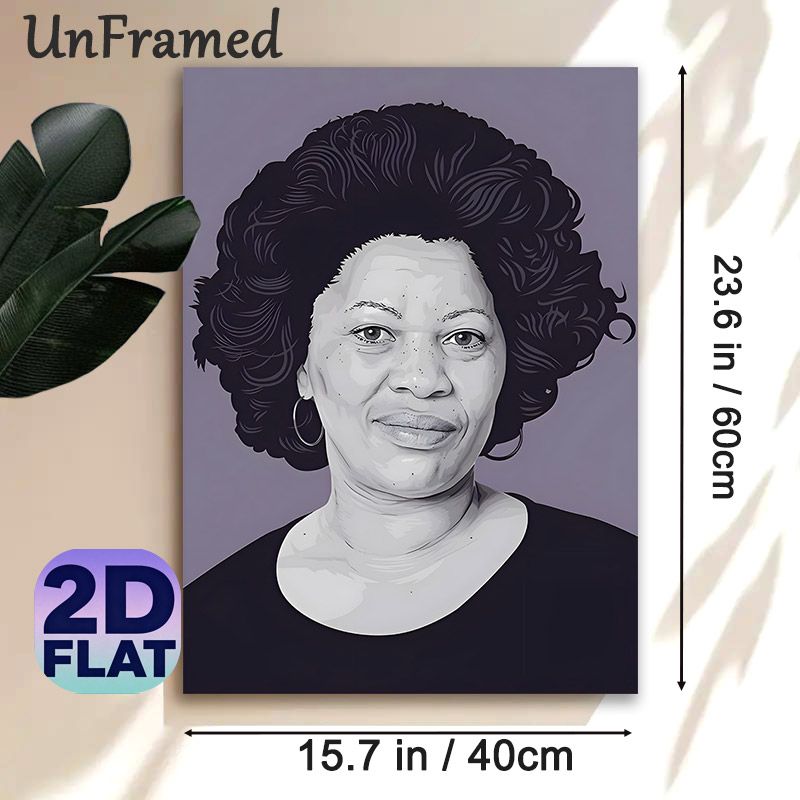 Black Woman Portrait Painting Poster, Monochrome Stylized Illustrated Portrait Poster, Elegant Decorative Piece Ideal For Living Room, Home Office_maomaolike.com