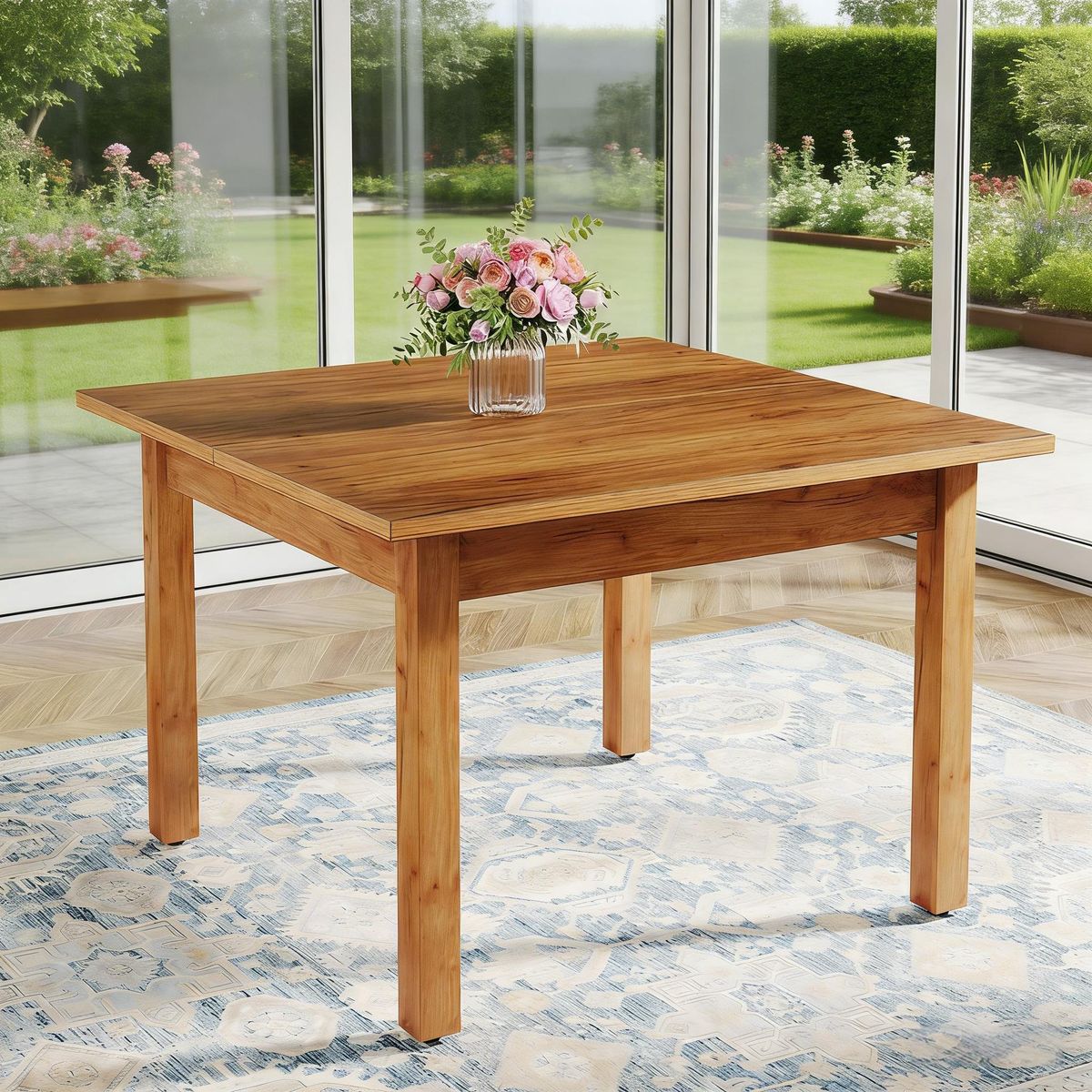 Square Dining Table Kitchen Table With Solid Wood Legs For 4_maomaolike.com