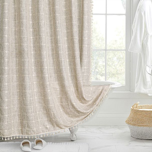 Jacquard Linen Shower Curtain, Waterproof And Mildew-resistant, Fresh‑style Bathroom Screen Divider, Water‑proof Bath Curtain._maomaolike.com
