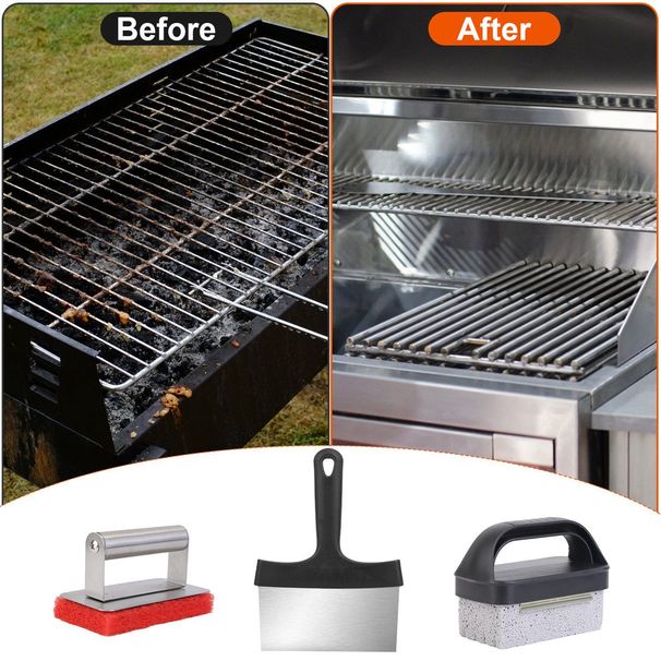40Pcs Griddle Cleaning Kit For Blackstone With Grill Stone Griddle Scraper Griddle Brush With Stainless Steel Handle_maomaolike.com