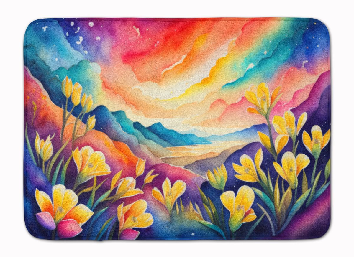 Freesia In Color Memory Foam Kitchen Mat Machine Washable Anti-Fatigue Mat Cushion Comfort Bath Mat Or Kitchen Rug_maomaolike.com