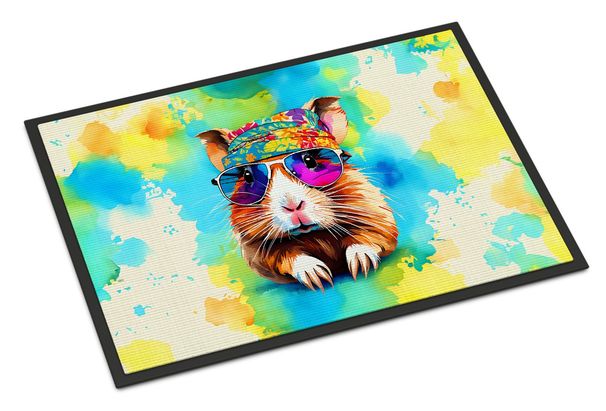 Hippie Animal Guinea Pig Doormat Front Door Mat Indoor Outdoor Rugs For Entryway, Non Slip Washable Low Pile, 24H X 36W_maomaolike.com