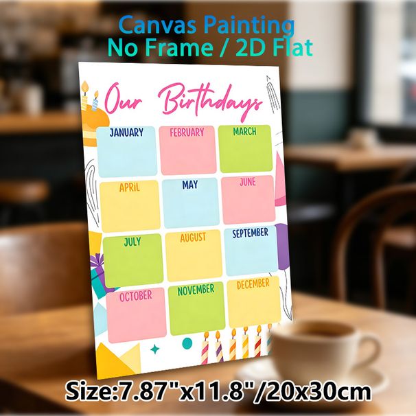 Birthday Tracker Painting Poster, Cheerful Colorful Monthly Birthday Chart Poster, Practical Design To Record And Organize Birthdays, Ideal For_maomaolike.com