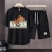 Men's Clothing 2024 Waffle Casual Summer Suit Men's Loose Teen Short sleeved T shirt Shorts Handsome Two piece Suit_maomaolike.com