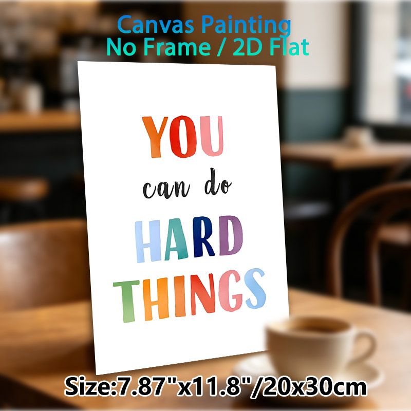 Motivational "You Can Do Hard Things" Painting Poster, Vibrant Watercolor Typographic Poster, Inspiring Encouraging Decor For Home Office, Living Room_maomaolike.com