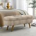 Ottoman Oval Storage Bench,Rubber Wood Legs, Gray (43.5"x16"x16")Brown_maomaolike.com