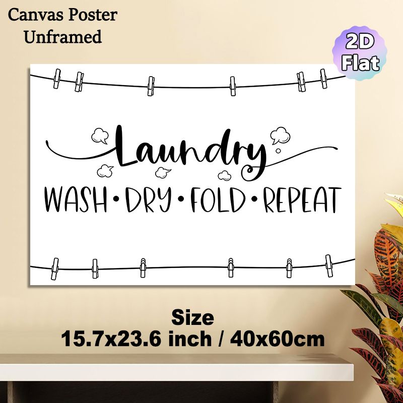 Laundry Themed Painting Poster, Minimalist Black & White Typographic Poster, Clever Laundry Routine Slogan, Ideal For Laundry Room Decor_maomaolike.com