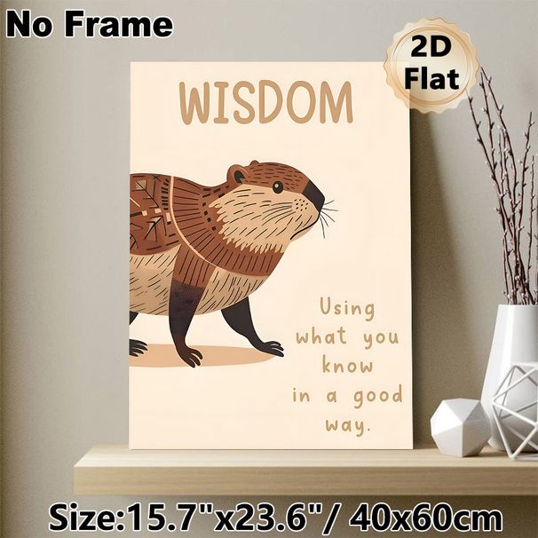 Wisdom Otter Painting Poster, Earth-toned Graphic Illustrated Poster, Inspirational Wisdom Quote Wall Art Suitable For Home, Office Spaces_maomaolike.com