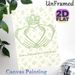 Claddagh Themed Painting Poster, Soft Green Minimal Line Art Floral Pattern Poster, Conveys Love, Loyalty And Friendship, Ideal For Living Room_maomaolike.com
