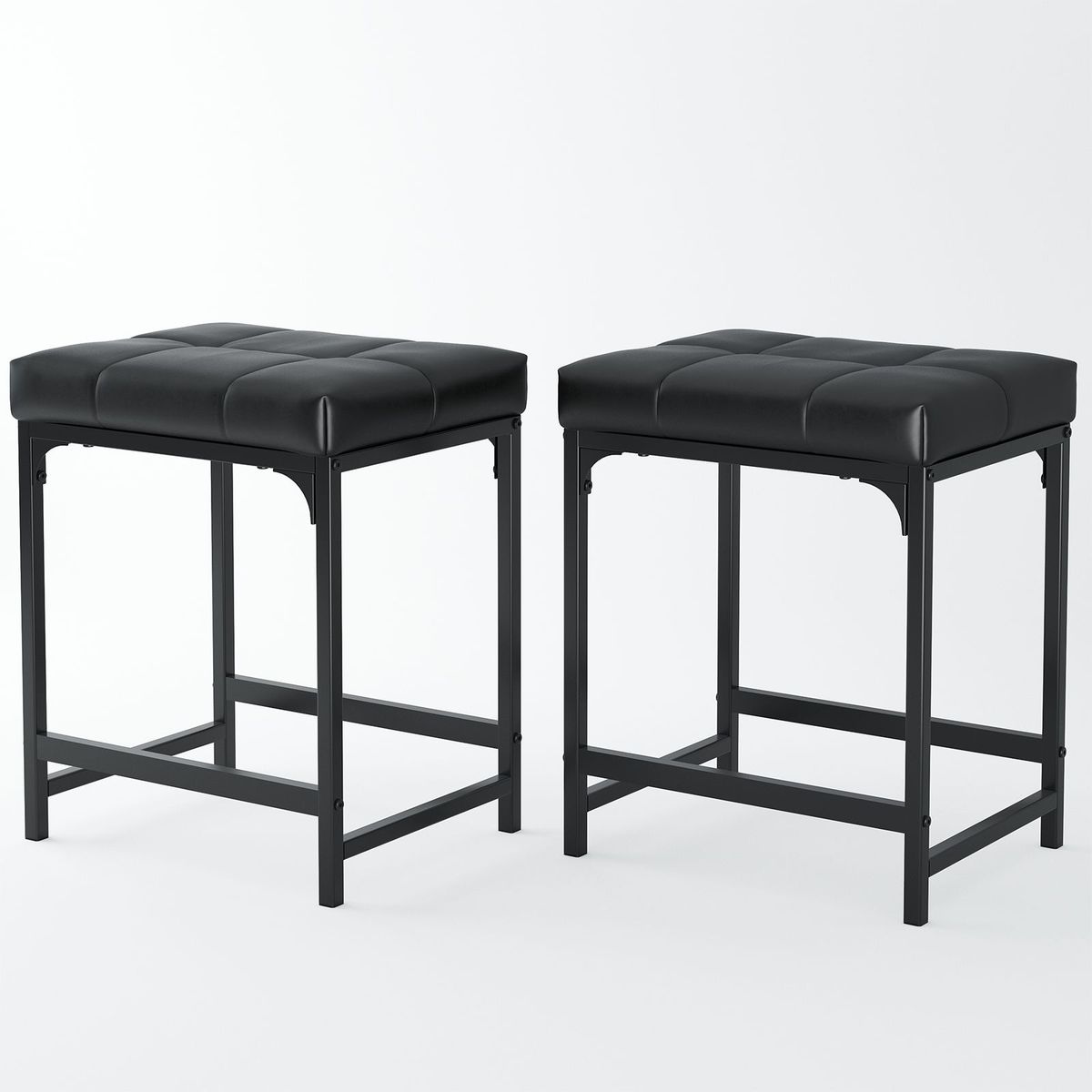 2 Pack Vanity Stool Chair, Makeup Stool, Leather Vanity Stool, Modern Foot Stool For Vanity Makeup, Living Room, Bedroom And Entryway, Barstools_maomaolike.com