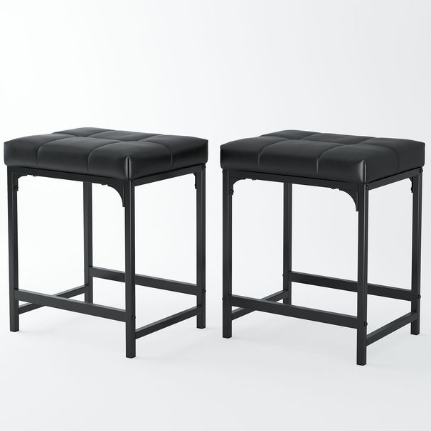 2 Pack Vanity Stool Chair, Makeup Stool, Leather Vanity Stool, Modern Foot Stool For Vanity Makeup, Living Room, Bedroom And Entryway, Barstools_maomaolike.com