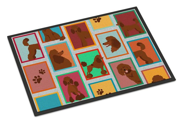 Lots Of Chocolate Standard Poodle Doormat Front Door Mat Indoor Outdoor Rugs For Entryway, Non Slip Washable Low Pile, 24H X 36W_maomaolike.com
