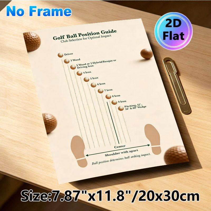 Golf Ball Position Guide Painting Poster, Informative Minimalist Instructional Poster, Detailed Club & Ball Position Reference To Boost Swing_maomaolike.com