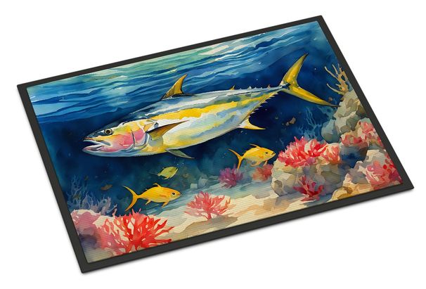 Yellowfin Tuna Doormat Front Door Mat Indoor Outdoor Rugs For Entryway, Non Slip Washable Low Pile, 24H X 36W_maomaolike.com